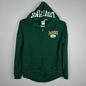 PINK VICTORIA'S SECRET PACKERS green full zip hoodie sweatshirts size S